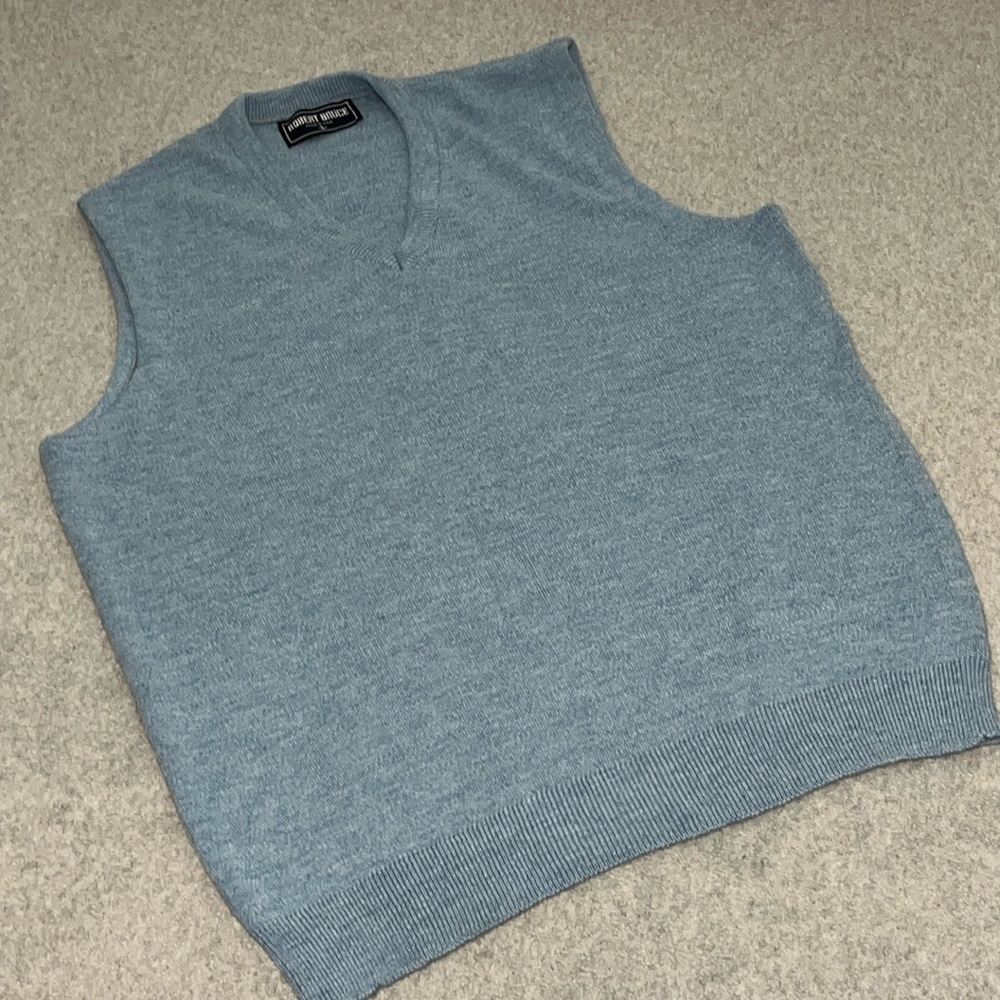 Sweater Vest Mens Large V Minimalist Blue Preppy Academia